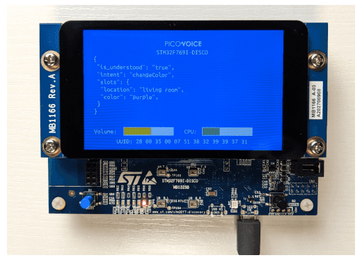 showing the intent extracted from the command on the board lcd